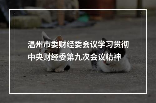 温州市委财经委会议学习贯彻中央财经委第九次会议精神