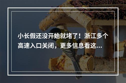 小长假还没开始就堵了！浙江多个高速入口关闭，更多信息看这里！