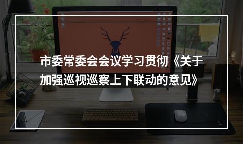 市委常委会会议学习贯彻《关于加强巡视巡察上下联动的意见》