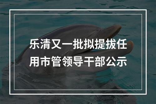 乐清又一批拟提拔任用市管领导干部公示