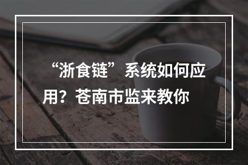 “浙食链”系统如何应用？苍南市监来教你