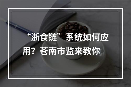 “浙食链”系统如何应用？苍南市监来教你