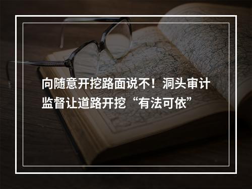 向随意开挖路面说不！洞头审计监督让道路开挖“有法可依”