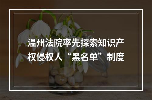 温州法院率先探索知识产权侵权人“黑名单”制度