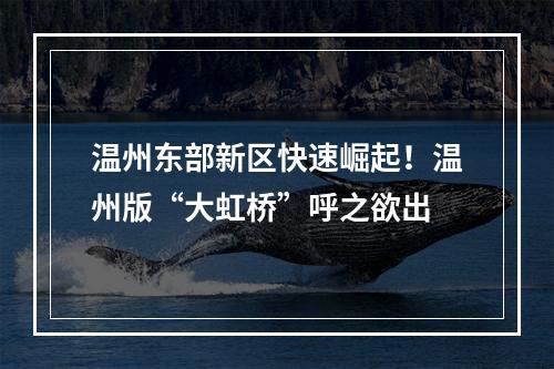 温州东部新区快速崛起！温州版“大虹桥”呼之欲出