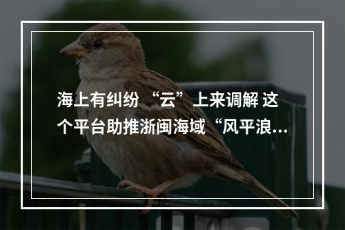 海上有纠纷 “云”上来调解 这个平台助推浙闽海域“风平浪静”