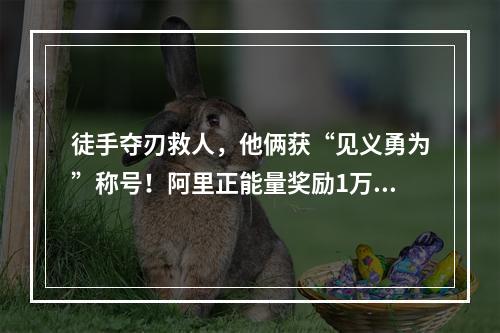 徒手夺刃救人，他俩获“见义勇为”称号！阿里正能量奖励1万元，他们商量决定捐给环...