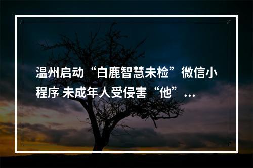 温州启动“白鹿智慧未检”微信小程序 未成年人受侵害“他”管着