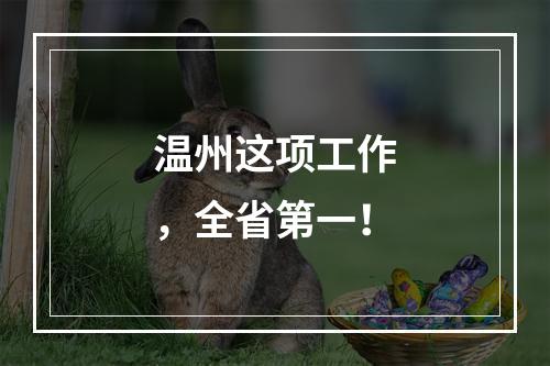 温州这项工作，全省第一！