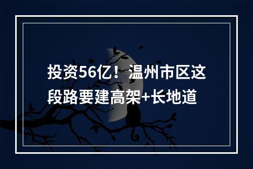 投资56亿！温州市区这段路要建高架+长地道