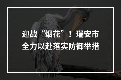 迎战“烟花”！瑞安市全力以赴落实防御举措