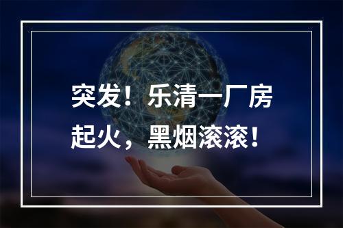 突发！乐清一厂房起火，黑烟滚滚！