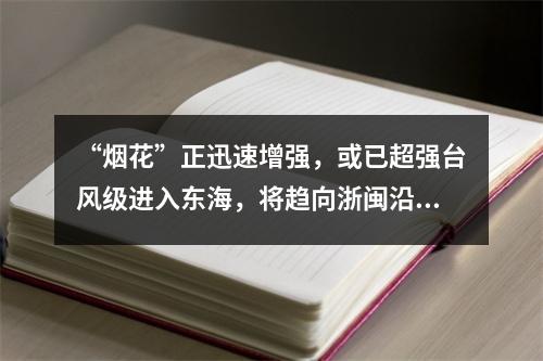 “烟花”正迅速增强，或已超强台风级进入东海，将趋向浙闽沿海