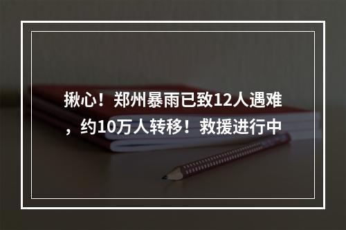 揪心！郑州暴雨已致12人遇难，约10万人转移！救援进行中
