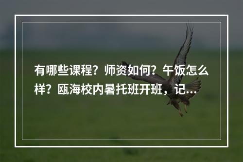 有哪些课程？师资如何？午饭怎么样？瓯海校内暑托班开班，记者实地探访