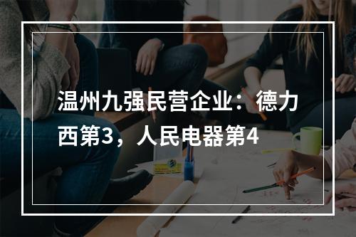 温州九强民营企业：德力西第3，人民电器第4