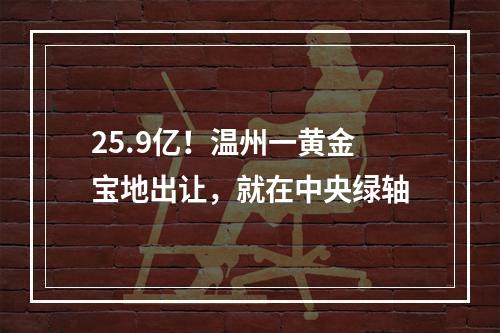 25.9亿！温州一黄金宝地出让，就在中央绿轴