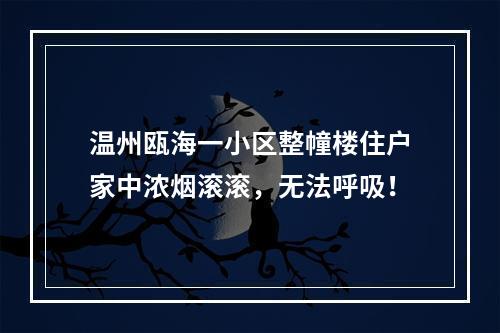 温州瓯海一小区整幢楼住户家中浓烟滚滚，无法呼吸！