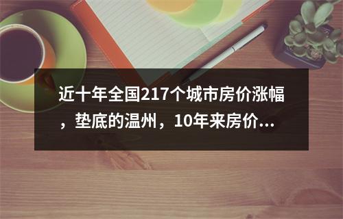 近十年全国217个城市房价涨幅，垫底的温州，10年来房价跌了31%