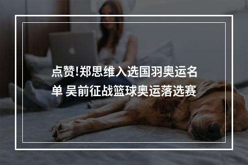 点赞!郑思维入选国羽奥运名单 吴前征战篮球奥运落选赛