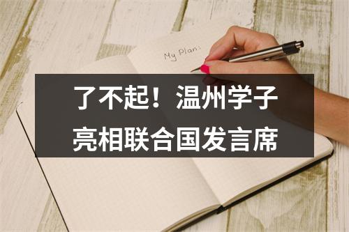 了不起！温州学子亮相联合国发言席