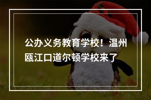 公办义务教育学校！温州瓯江口道尔顿学校来了