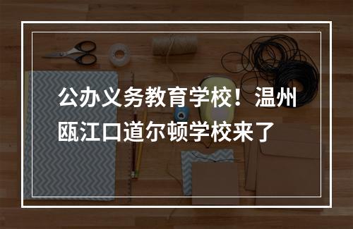 公办义务教育学校！温州瓯江口道尔顿学校来了