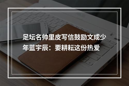 足坛名帅里皮写信鼓励文成少年蓝宇辰：要耕耘这份热爱