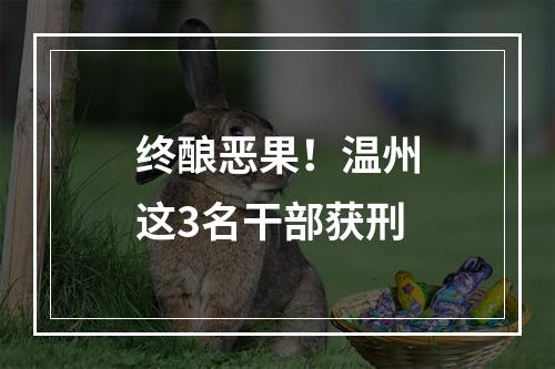 终酿恶果！温州这3名干部获刑