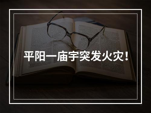 平阳一庙宇突发火灾！
