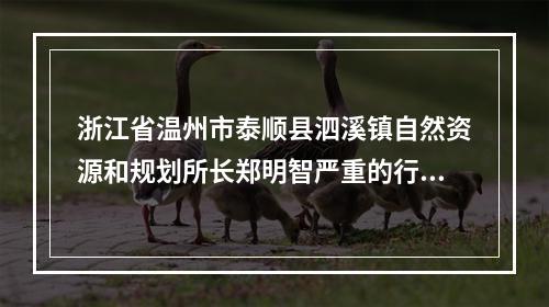 浙江省温州市泰顺县泗溪镇自然资源和规划所长郑明智严重的行政不作为、乱作为、不履职