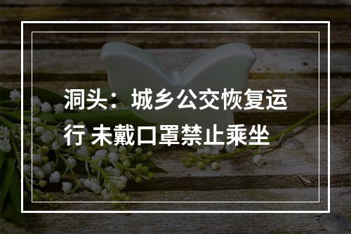 洞头：城乡公交恢复运行 未戴口罩禁止乘坐