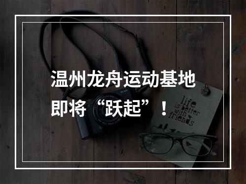 温州龙舟运动基地即将“跃起”！