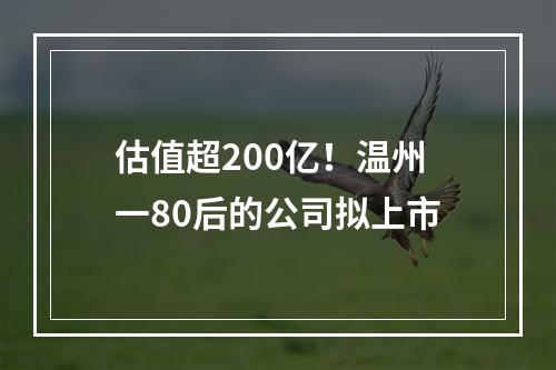 估值超200亿！温州一80后的公司拟上市