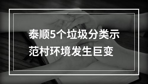 泰顺5个垃圾分类示范村环境发生巨变