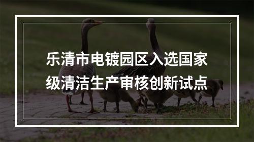乐清市电镀园区入选国家级清洁生产审核创新试点