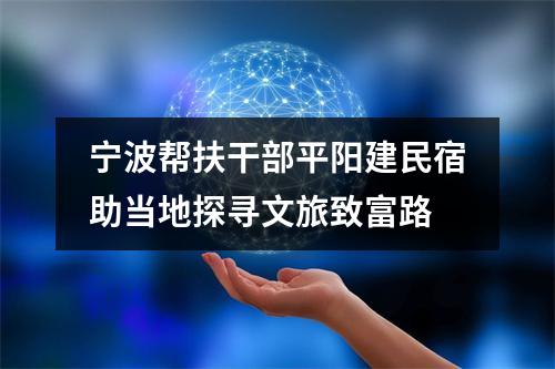 宁波帮扶干部平阳建民宿助当地探寻文旅致富路