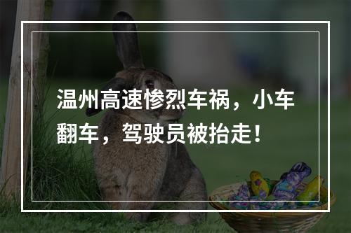 温州高速惨烈车祸，小车翻车，驾驶员被抬走！