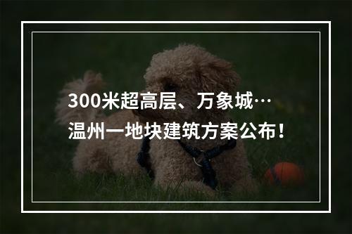300米超高层、万象城…温州一地块建筑方案公布！