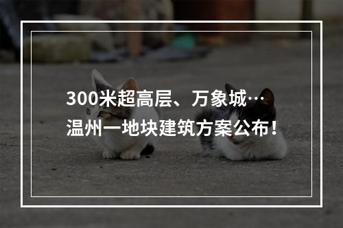 300米超高层、万象城…温州一地块建筑方案公布！