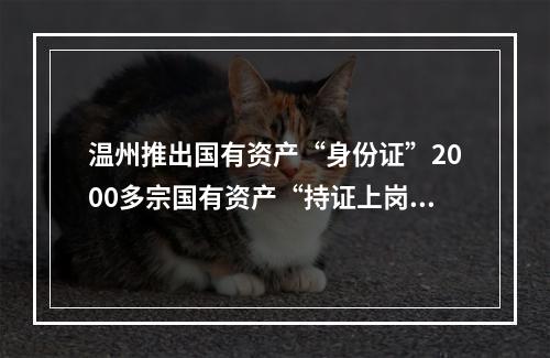 温州推出国有资产“身份证”2000多宗国有资产“持证上岗”