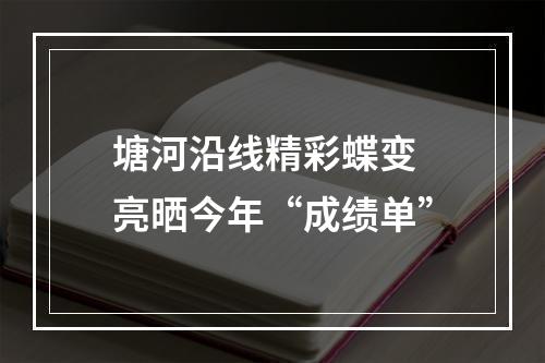 塘河沿线精彩蝶变 亮晒今年“成绩单”
