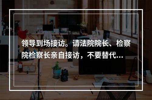 领导到场接访。请法院院长、检察院检察长亲自接访，不要替代。