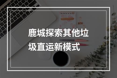鹿城探索其他垃圾直运新模式