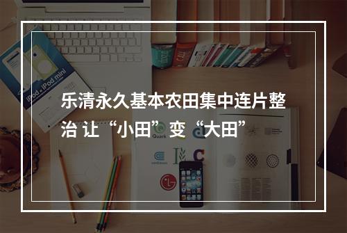乐清永久基本农田集中连片整治 让“小田”变“大田”