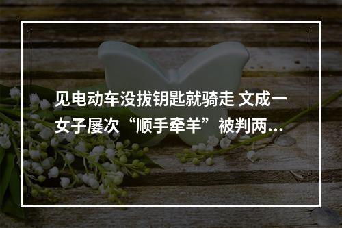 见电动车没拔钥匙就骑走 文成一女子屡次“顺手牵羊”被判两年八个月