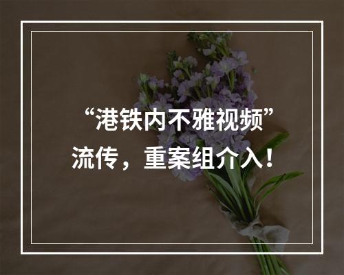 “港铁内不雅视频”流传，重案组介入！