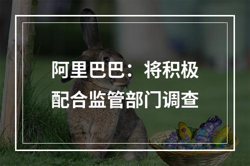 阿里巴巴：将积极配合监管部门调查