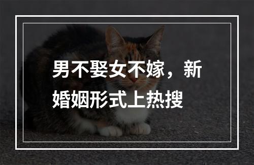 男不娶女不嫁，新婚姻形式上热搜