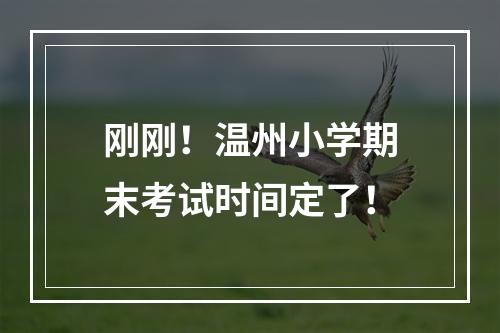 刚刚！温州小学期末考试时间定了！